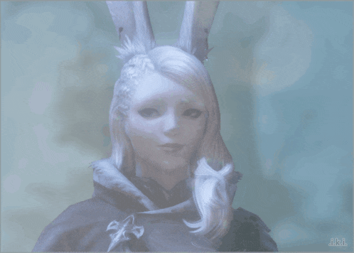 a painting of a woman with bunny ears and the letters ara on the bottom right