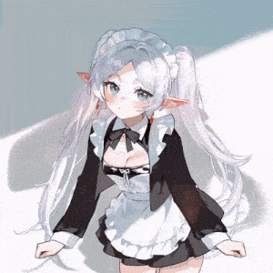 a drawing of a girl wearing a maid costume