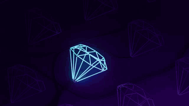 a pattern of glowing diamonds on a purple and blue background