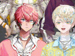 a group of anime characters standing next to each other .