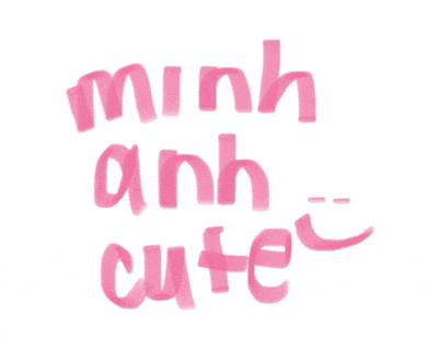 the word minh is written in pink letters on a white background