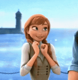 anna from the movie frozen is standing next to a man