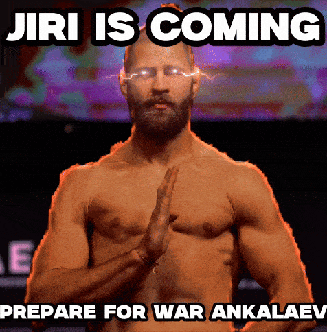 a picture of a shirtless man with a caption that says " jiri is coming "