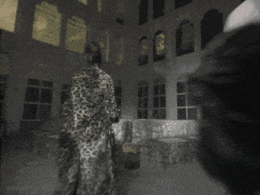 a leopard print coat is being worn by two women