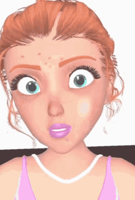 a cartoon character with red hair and blue eyes