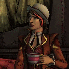 a woman in a hat is holding a cup in her hand