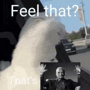 a picture of a man with his hands up and the words " feel that "