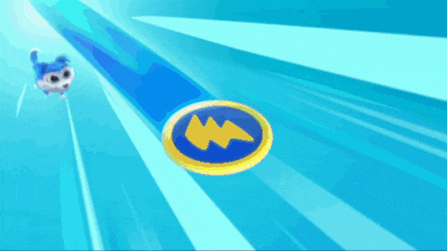 a blue and yellow ball on a blue background with a white outline