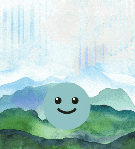 a smiley face is in the middle of a watercolor painting