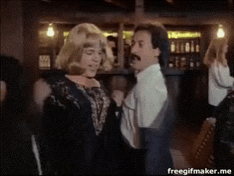 a man and a woman are dancing in a bar and the words freegifmaker.me are on the bottom right