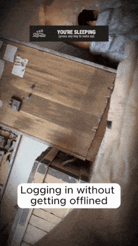 a sign that says ' you 're sleeping ' on top of a wooden table