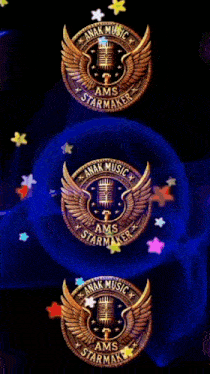 a logo for anak music ams starmaker with a microphone and wings