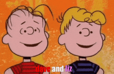 a couple of cartoon characters with the words dave and liz in the corner