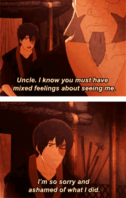a cartoon of a man saying " uncle i know you must have mixed feelings about seeing me "