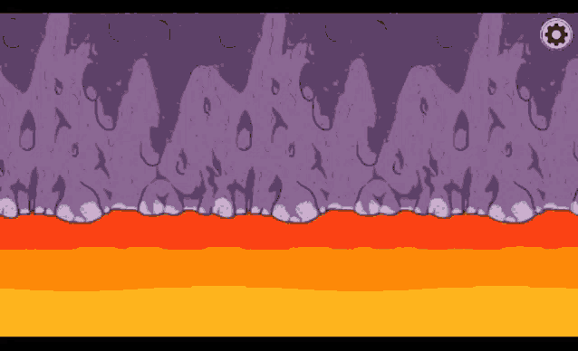 a purple and orange background with a settings button