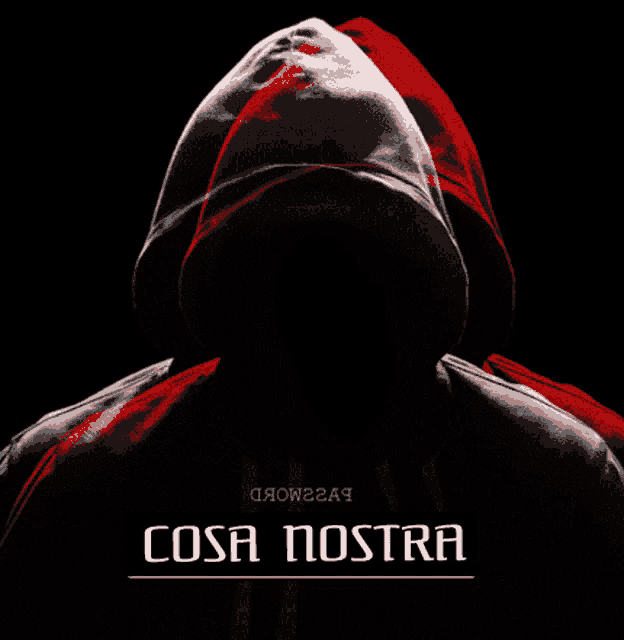 a black background with the words cosa nostra written on it
