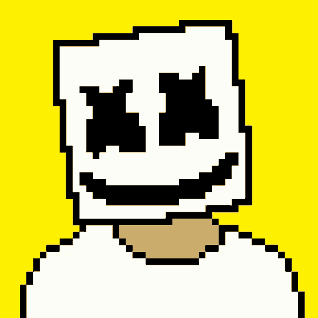 a pixel art of a marshmallow with a yellow border