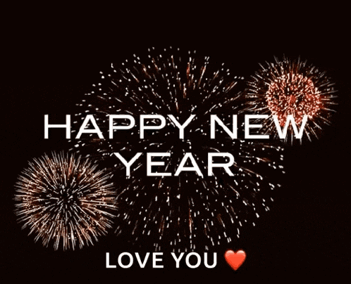 a happy new year greeting card with fireworks and the words " love you "