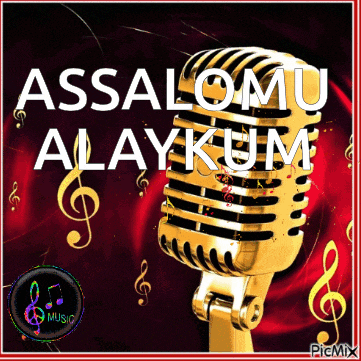a picture of a microphone with the words assalamu alaykum written on it
