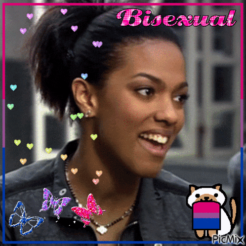 a picture of a woman with the words bisexual written on it