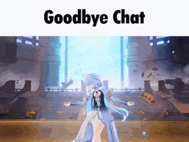 a picture of a girl dancing with the words goodbye chat above her