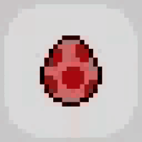 a pixel art of a red egg on a white background