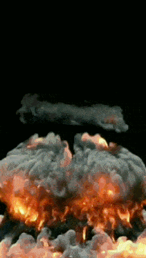 a large explosion with smoke and fire coming out of it