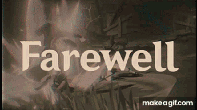 the word farewell is displayed in a cartoon
