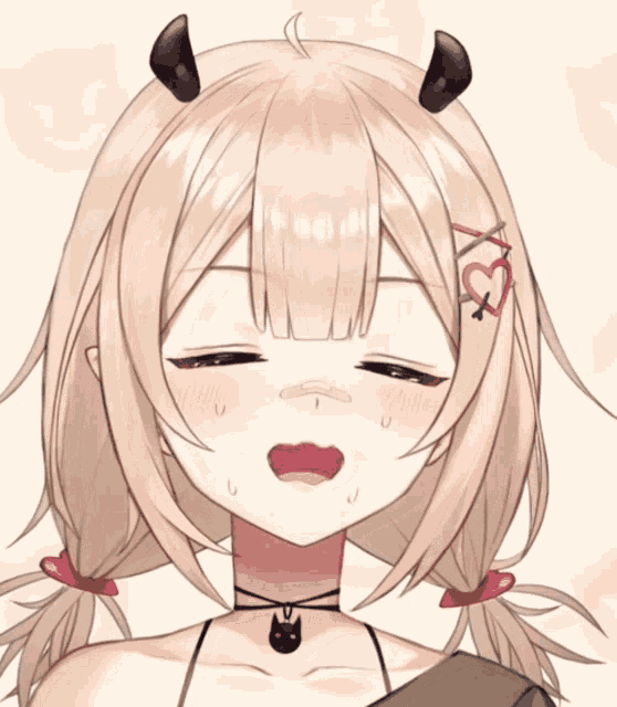 a drawing of a girl with horns and a heart on her head