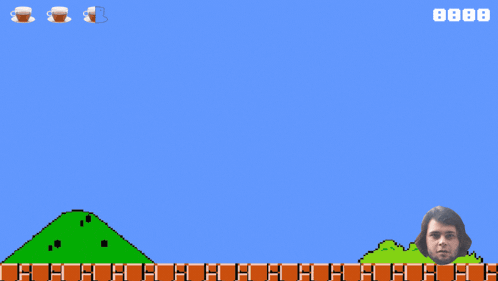 a video game with a man 's head floating in the air