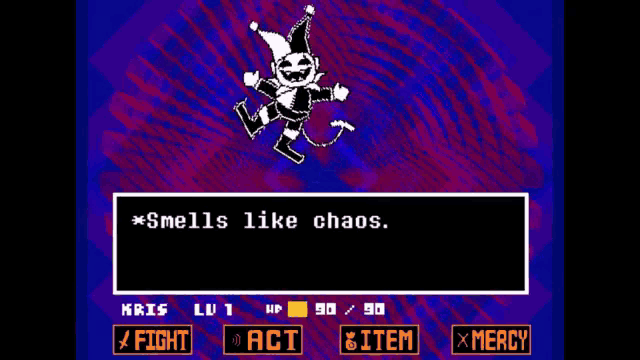 a screenshot of a video game that says smells like chaos on it