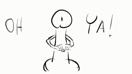 a black and white drawing of a man with a mustache and the words oh and ya !