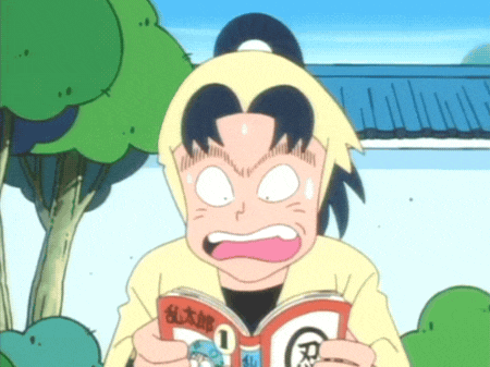 a cartoon character is reading a book which has the number 1 on it