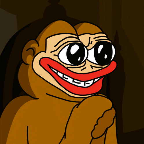 a cartoon of a monkey with big eyes and a red lip