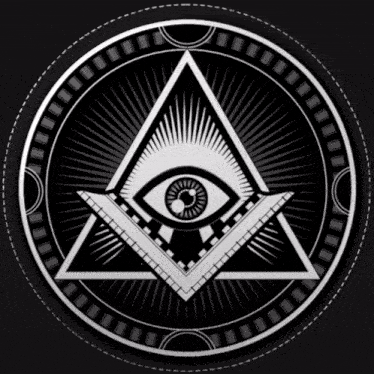 an all seeing eye in a triangle surrounded by a masonic square