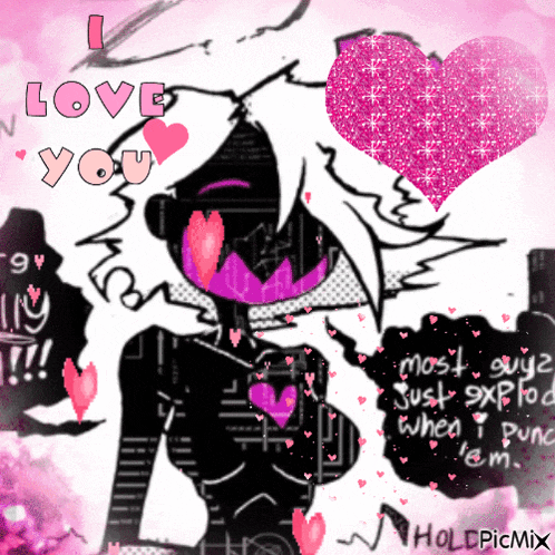 a drawing of a girl with the words " i love you " written on it
