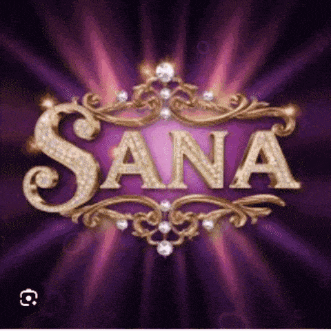 a purple background with the word sana in gold letters
