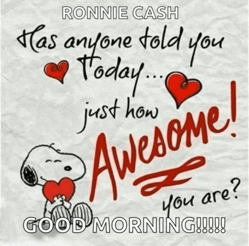ronnie cash has anyone told you today just how awesome you are ? good morning !!!