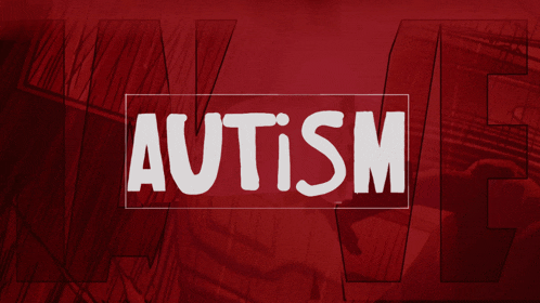 a red background with the word autism in white