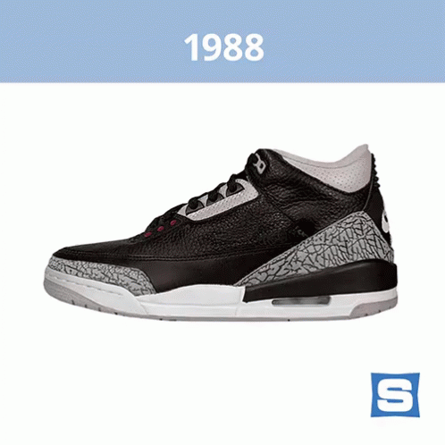 1988: Air Jordan 3 "Black/Cement" GIF