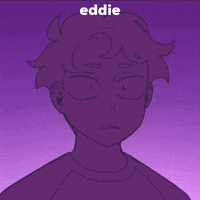 a drawing of a boy with a purple shirt and the name eddie on the bottom .