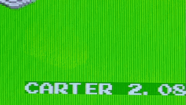 a pixel art of a person riding a motorcycle with the words carter 2.08 below them