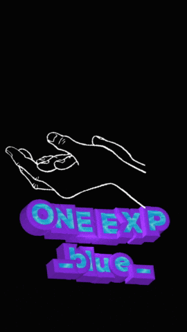 a drawing of two hands with the words one exp blue
