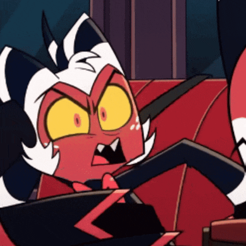 a cartoon character is sitting on a couch with a surprised look on his face