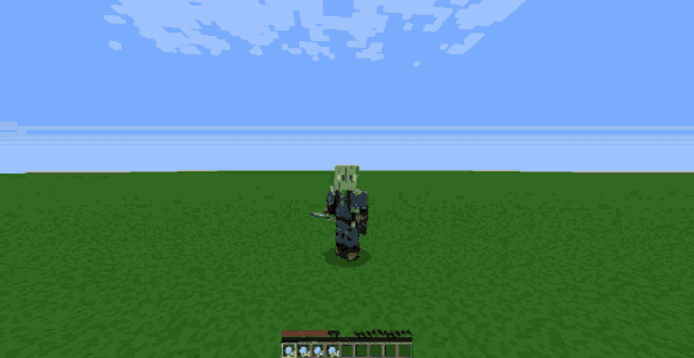a screenshot of a minecraft game with a zombie standing in the middle of a field