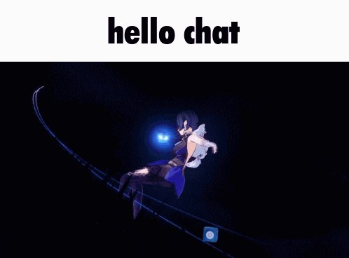 a screenshot of a video game with the words hello chat above it
