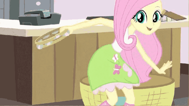 a cartoon girl is holding a tambourine in her hand