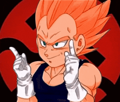 a cartoon character with orange hair and white gloves is giving the middle finger