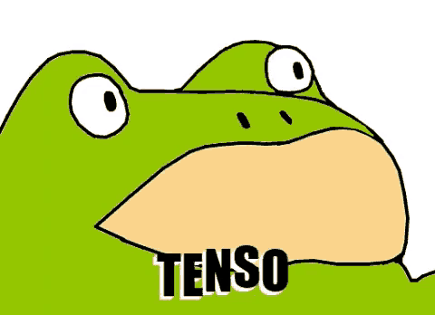 a cartoon frog with the word tenso on it