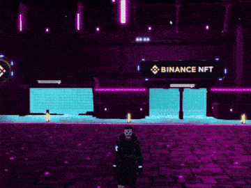 a man in a mask stands in front of a large sign that says coinmarketcap